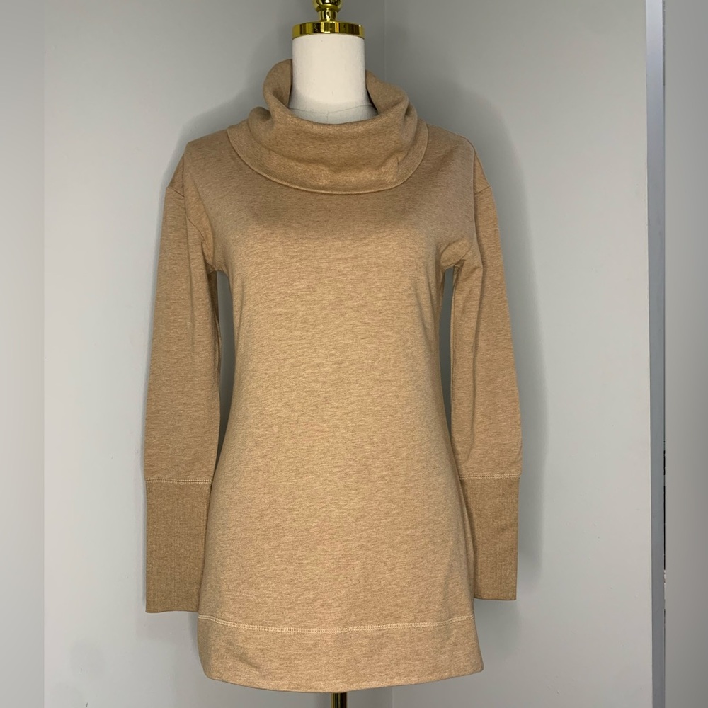 Cozy Women’s Cowl Neck Tan Tunic Top